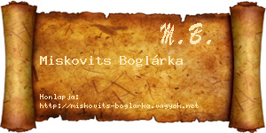 Miskovits Boglárka névjegykártya
