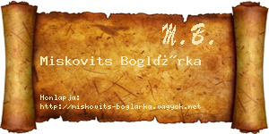 Miskovits Boglárka névjegykártya